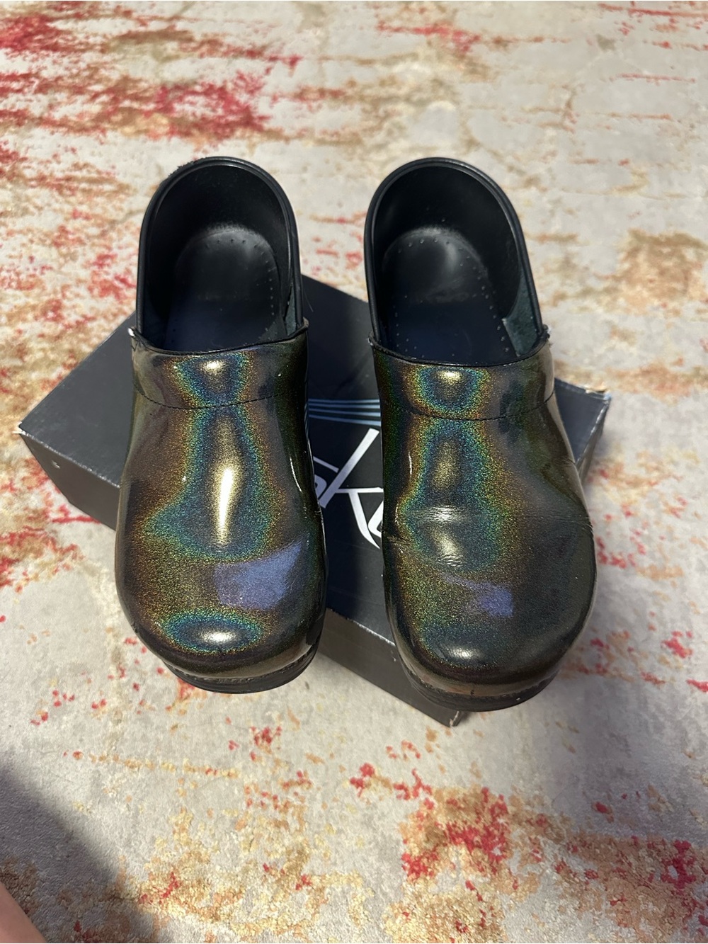 Iridescent Clog Shoes - Black